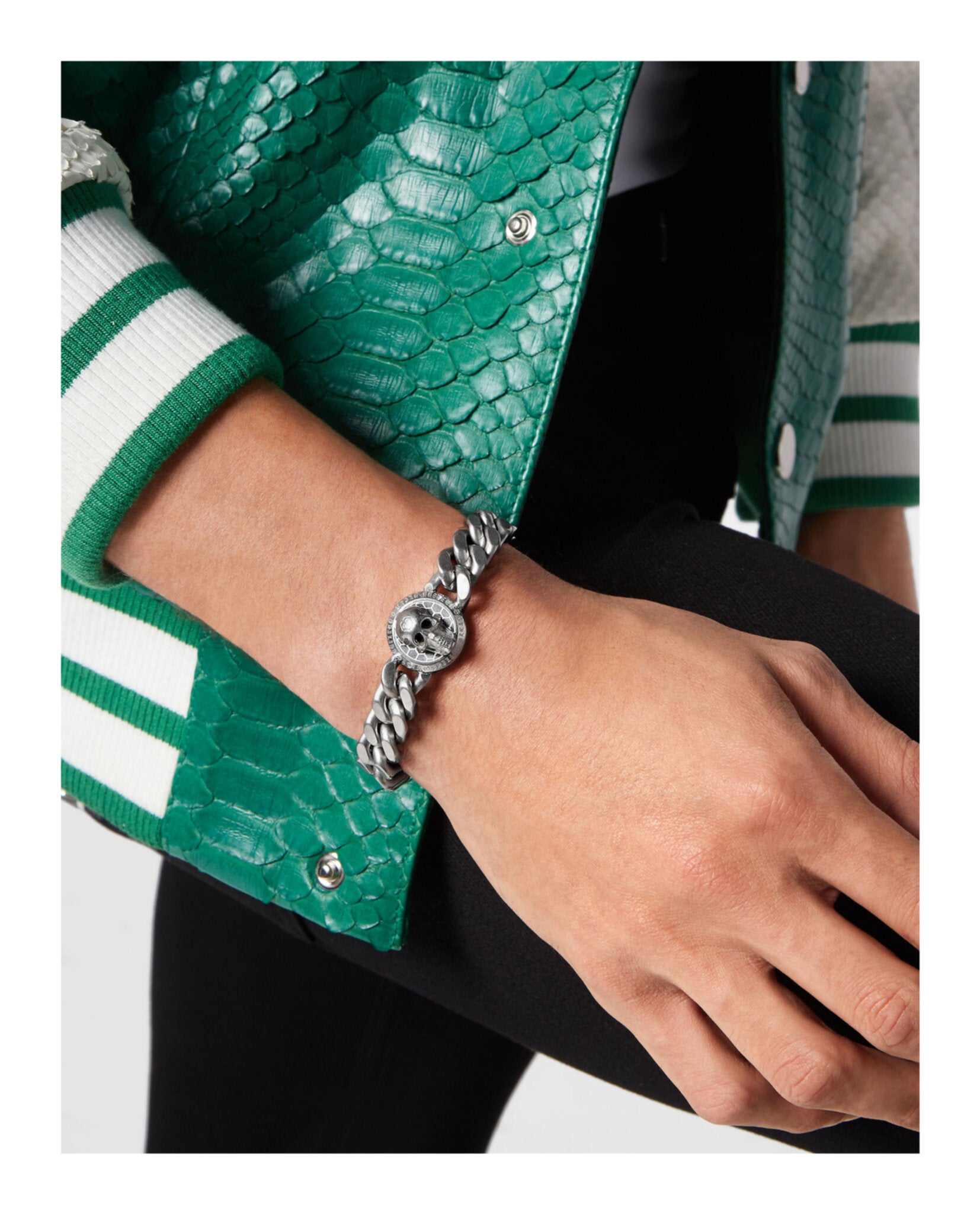 3D $kull Crystal Cuban Links Bracelet