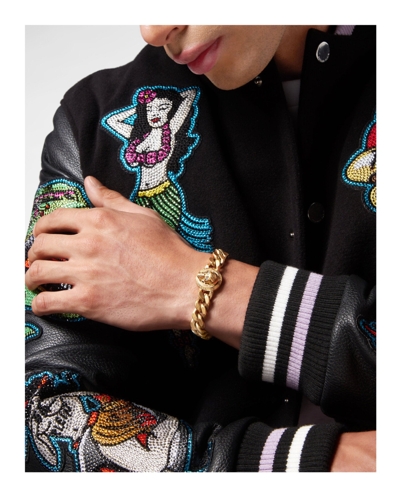 3D $kull Crystal Cuban Links Bracelet