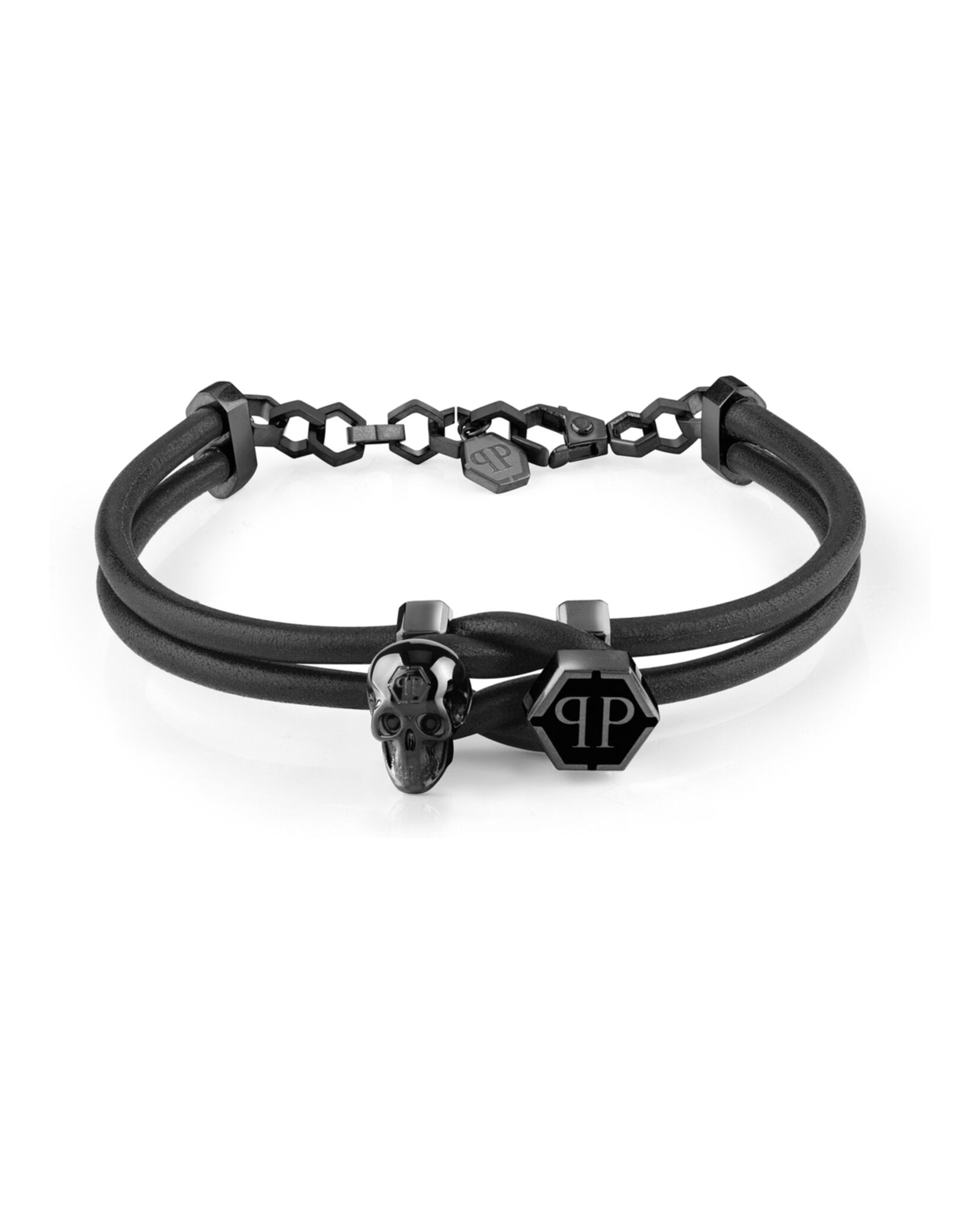 3D $kull Crystal Calf Leather Bracelet