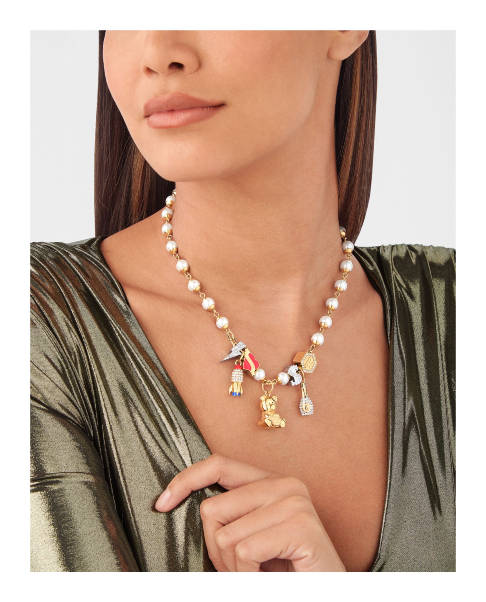 Plein Valentine Crystal Charm Necklace