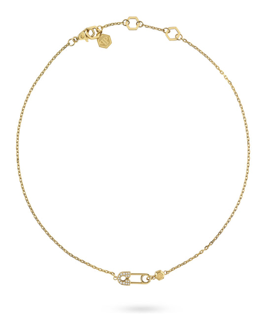 Plein Safety Pin Cable Chain Necklace
