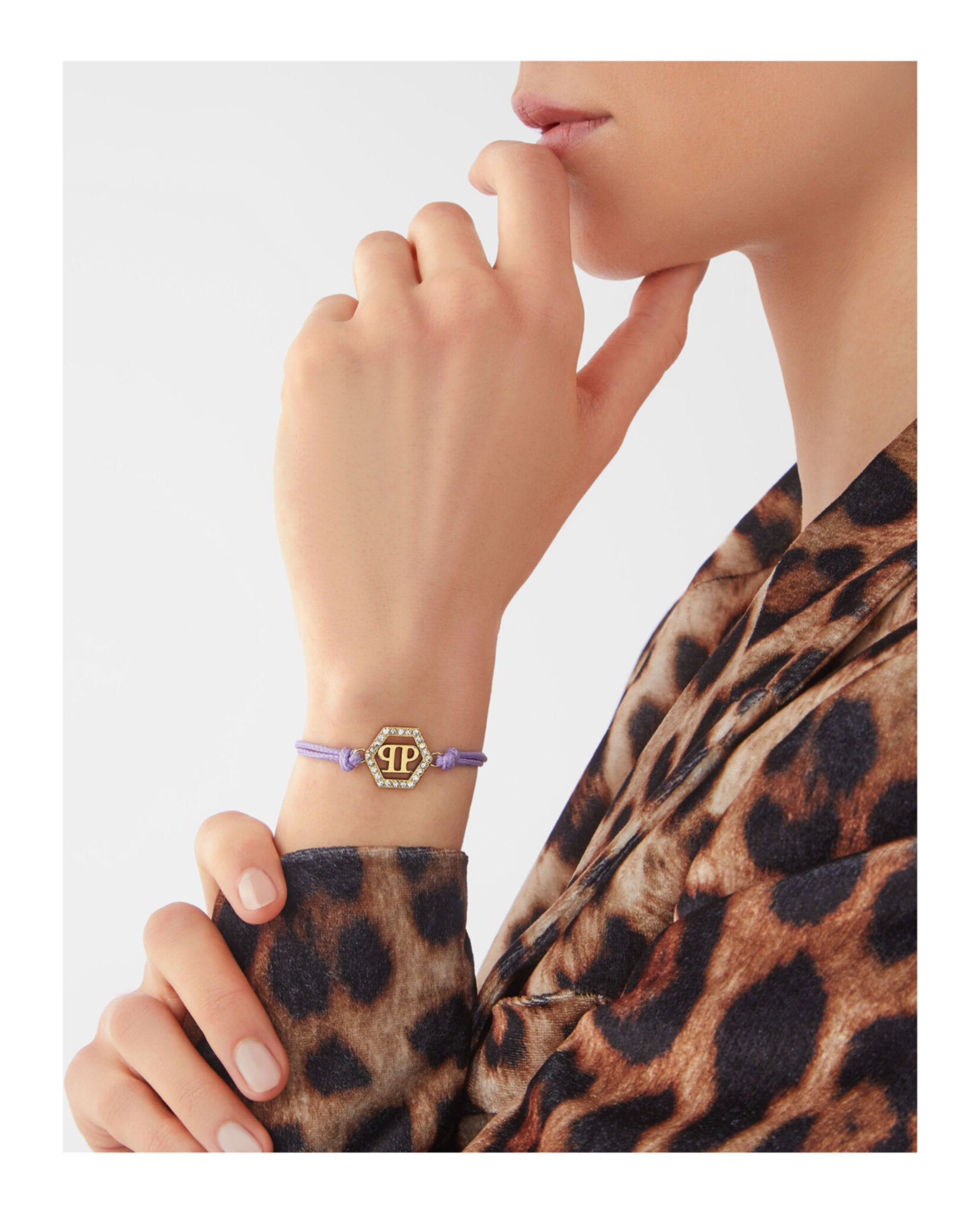 Linked Crystal Cotton Cord Bracelet