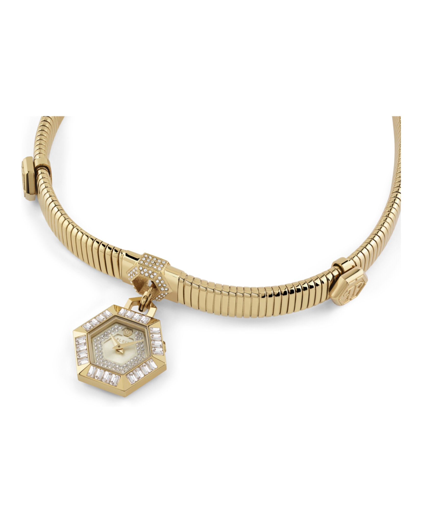 $nake Hexagon Crystal Necklace Watch