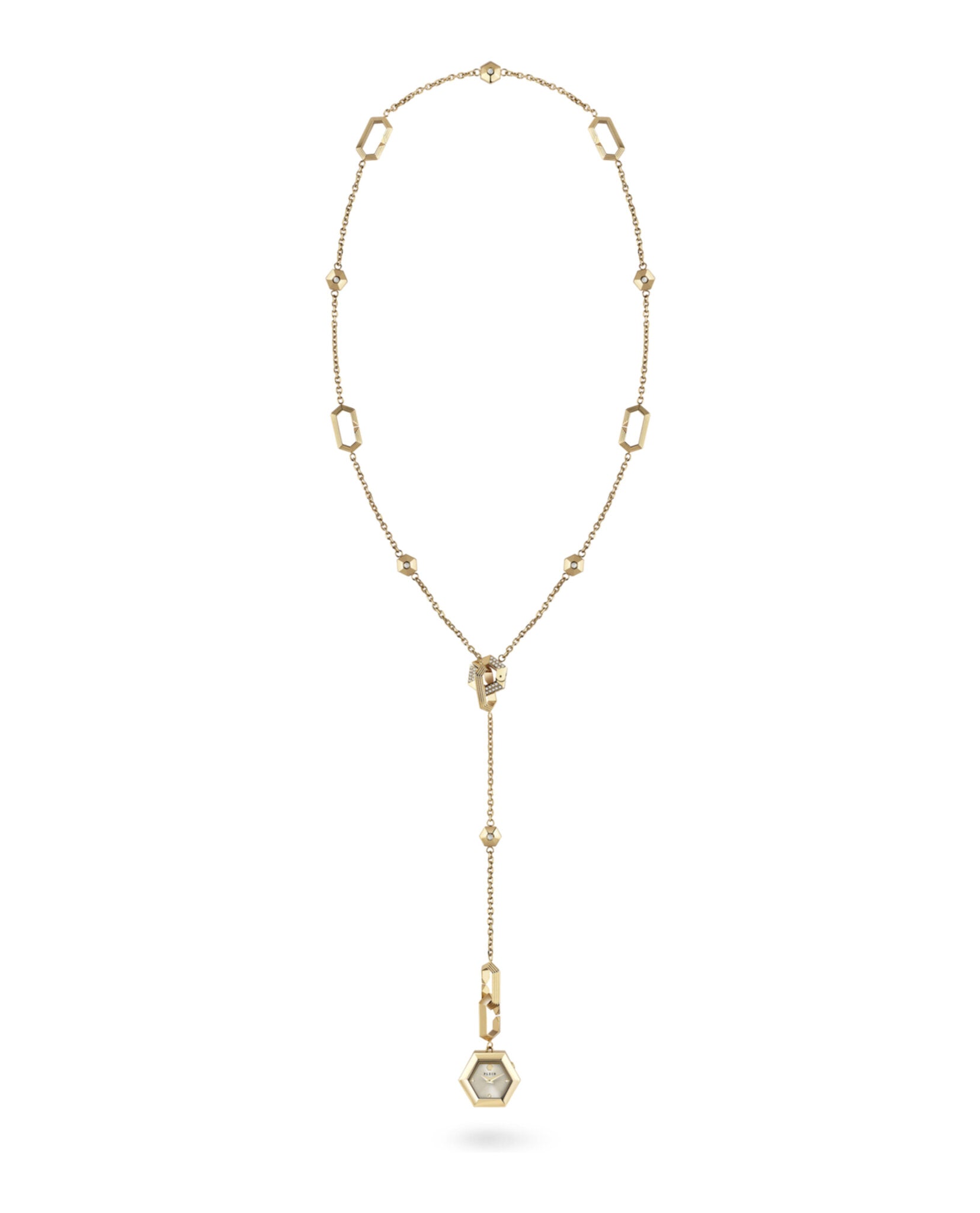$nake Hexagon Crystal Necklace Watch