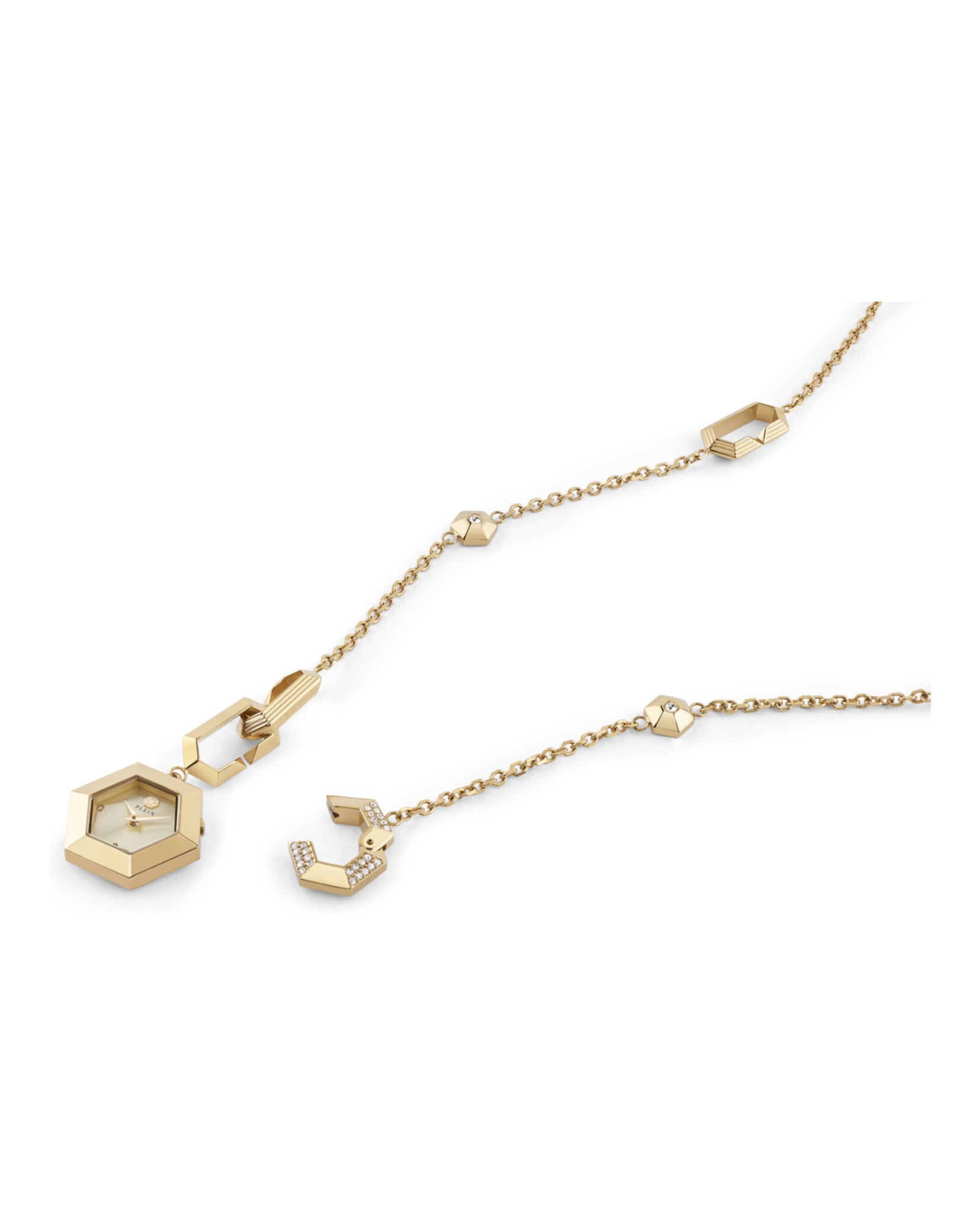 $nake Hexagon Crystal Necklace Watch