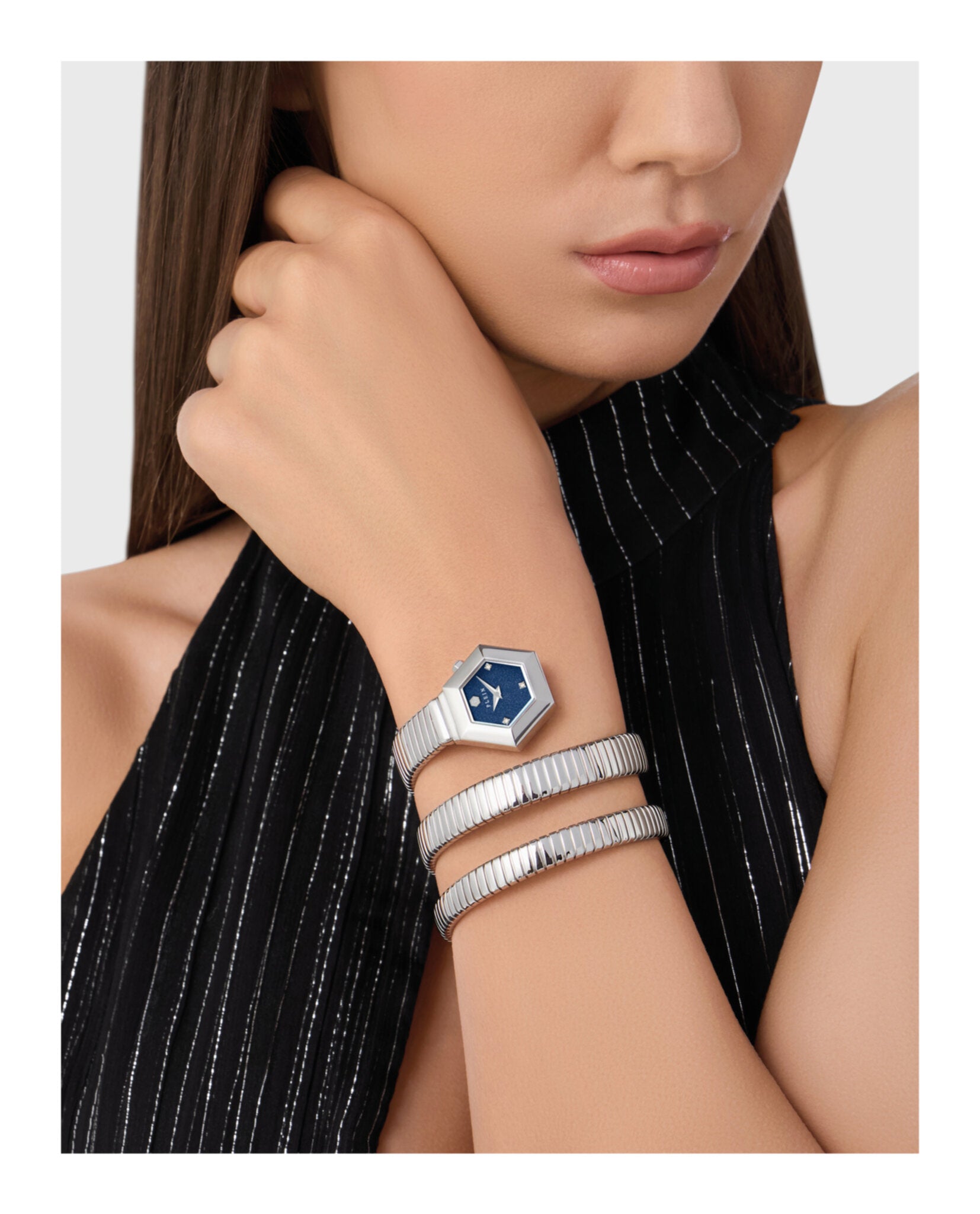 $nake Hexagon Crystal Watch