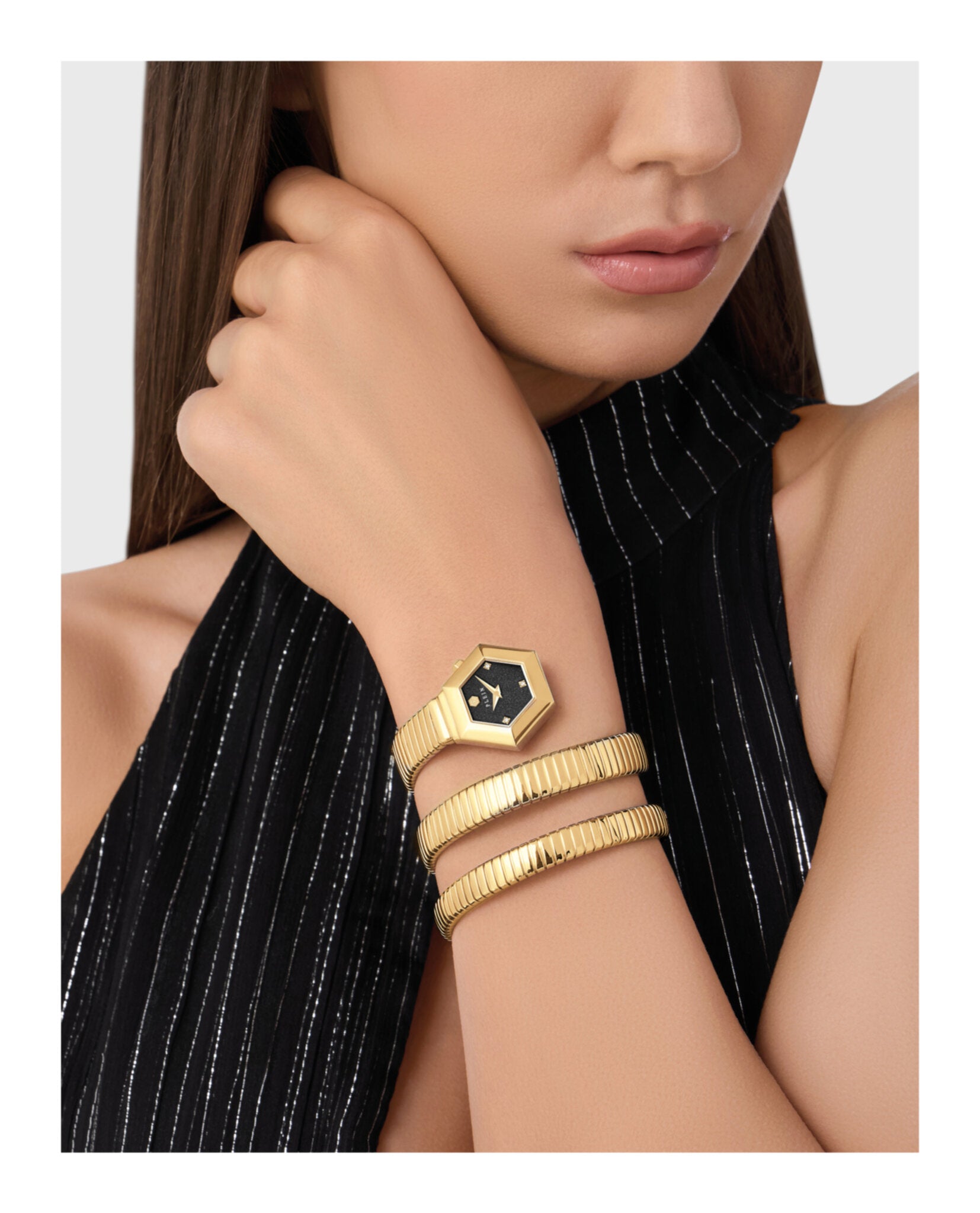 $nake Hexagon Crystal Watch