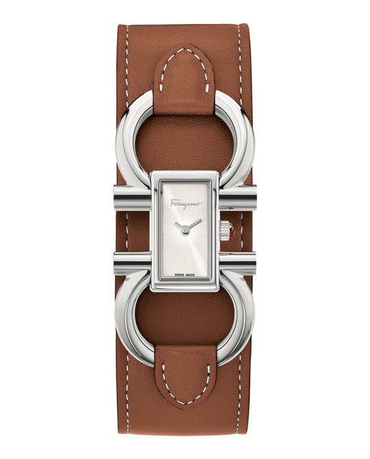 Double Gancini Leather Cuff Watch
