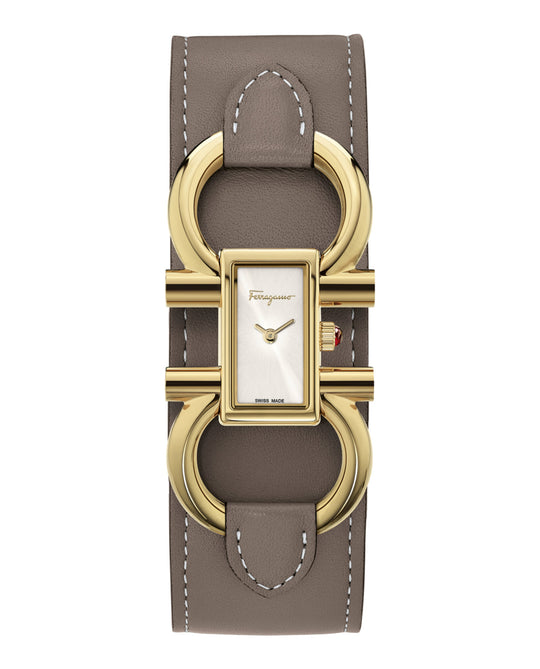 Double Gancini Leather Cuff Watch