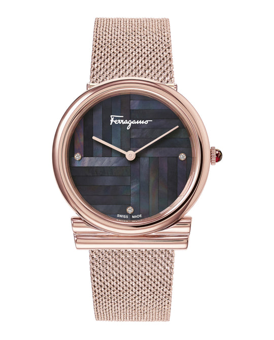 Gancini Slim Diamond Mesh Watch