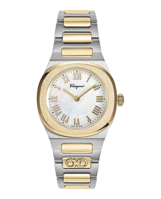 Ferragamo Elliptical Mother of Pearl Watch