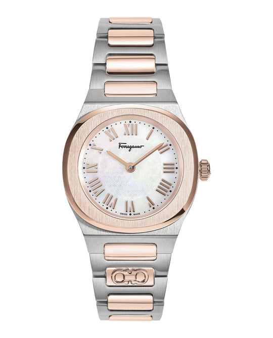 Ferragamo Elliptical Mother of Pearl Watch