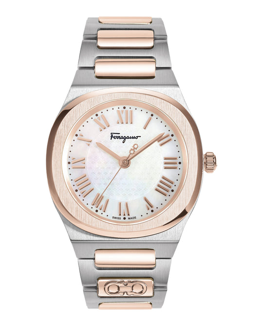 Ferragamo Elliptical Mother of Pearl Watch