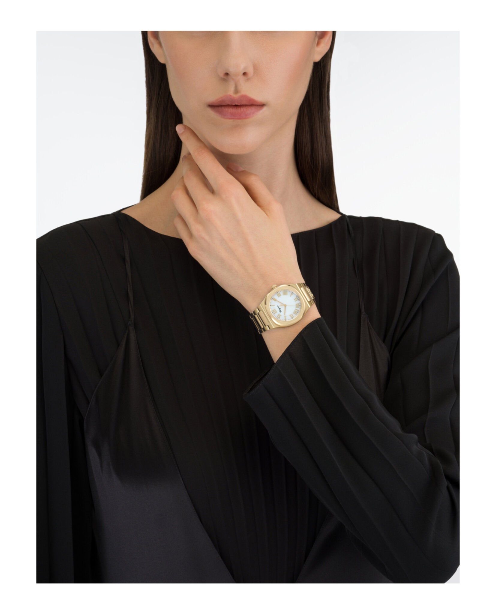 Ferragamo Elliptical Mother of Pearl Watch
