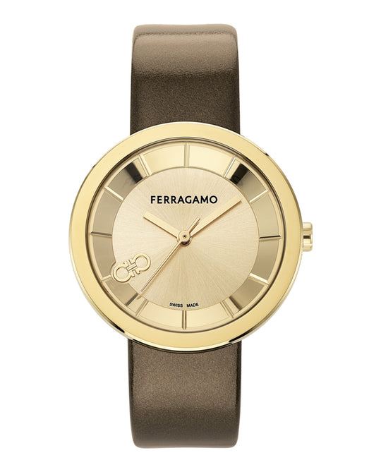 Ferragamo Curve V2 Leather Watch