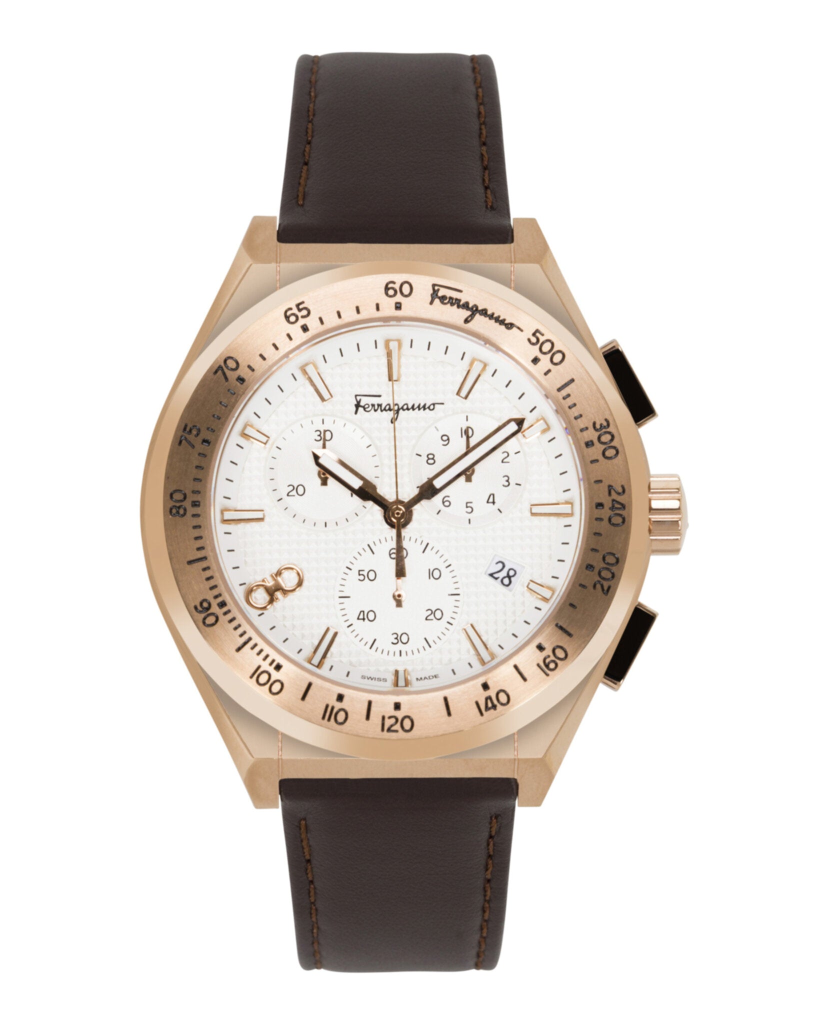 Ferragamo Chrono Sport Leather Watch