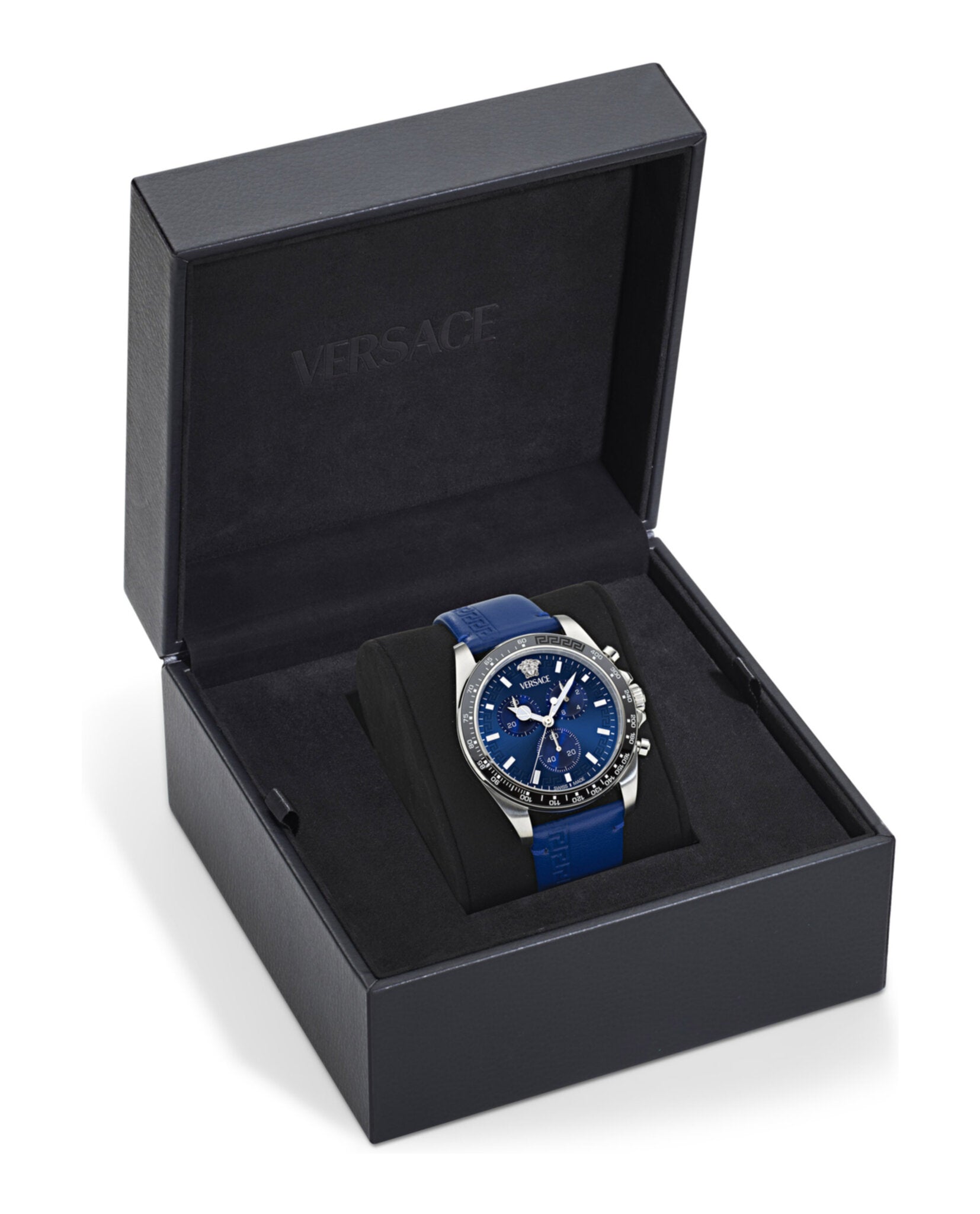 Greca Chrono Wave Leather Watch