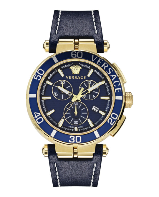 Greca Chrono Leather Watch