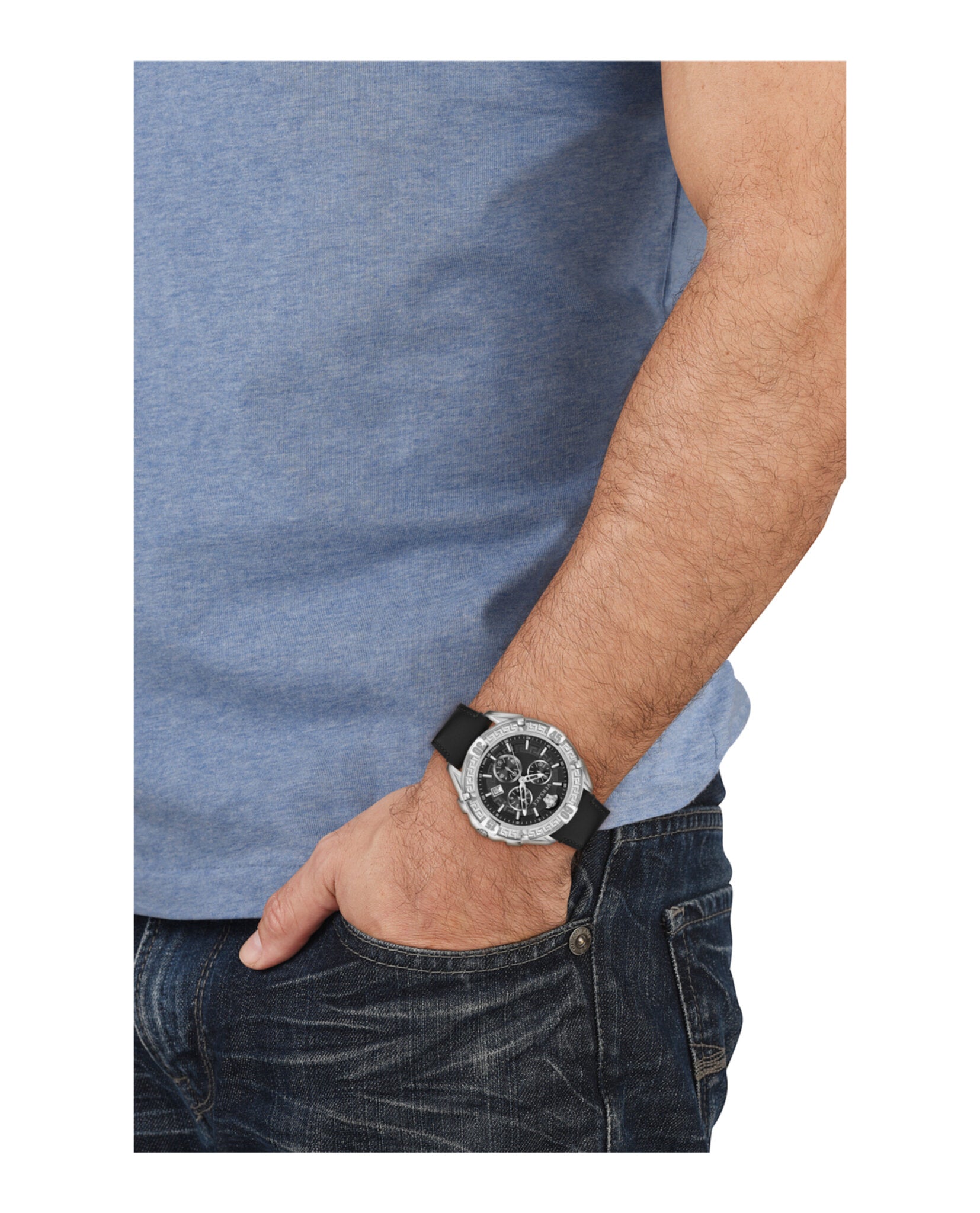 V-Greca Chrono Leather Watch