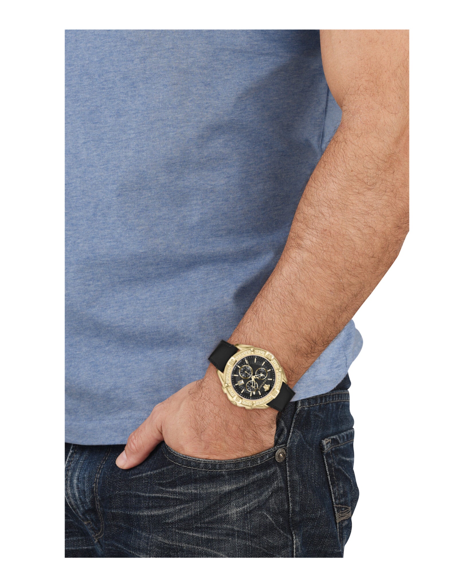 V-Greca Chrono Leather Watch