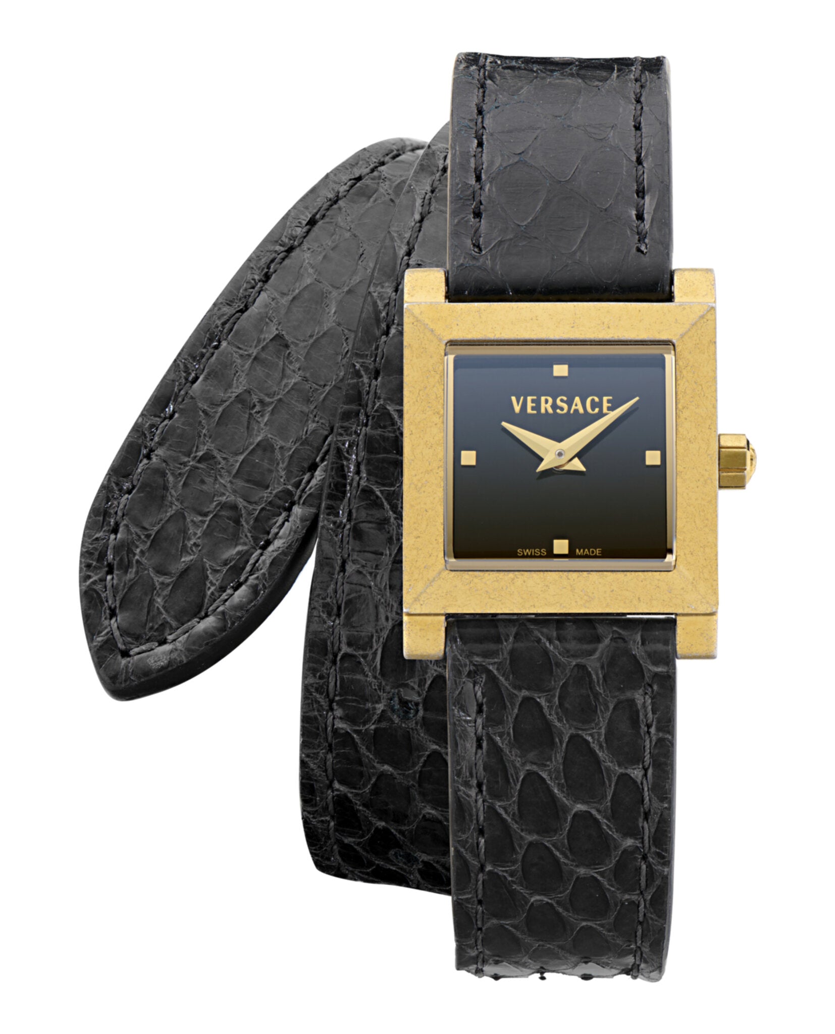 Versace Mosaic Leather Wrap Watch