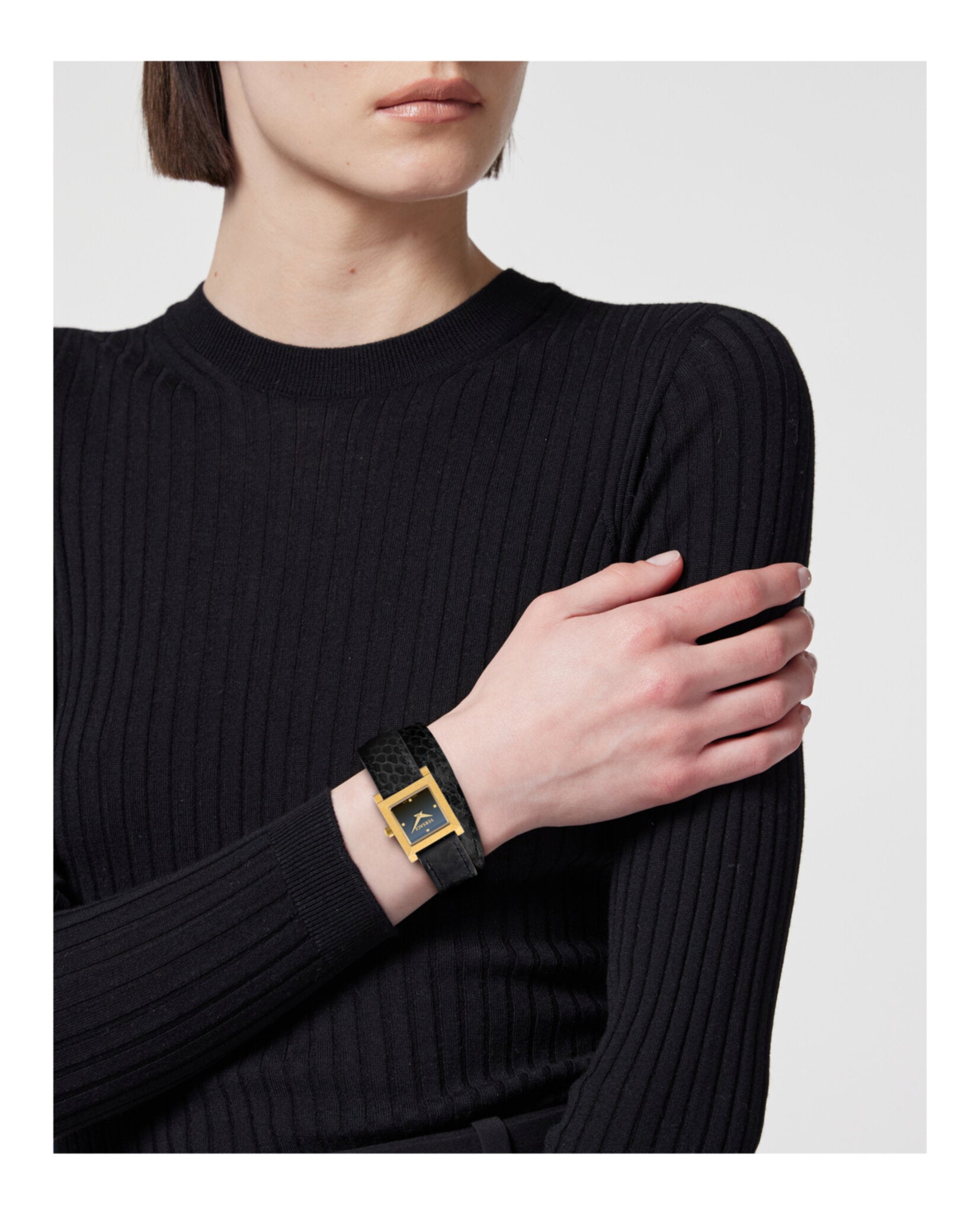 Versace Mosaic Leather Wrap Watch