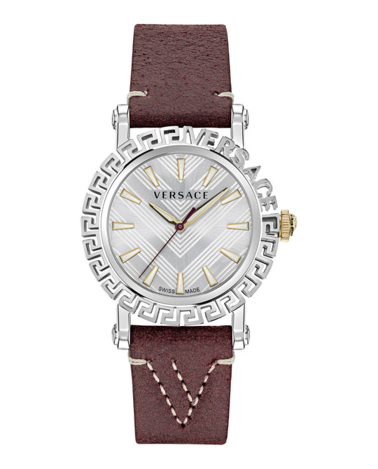 Greca Glam Leather Watch