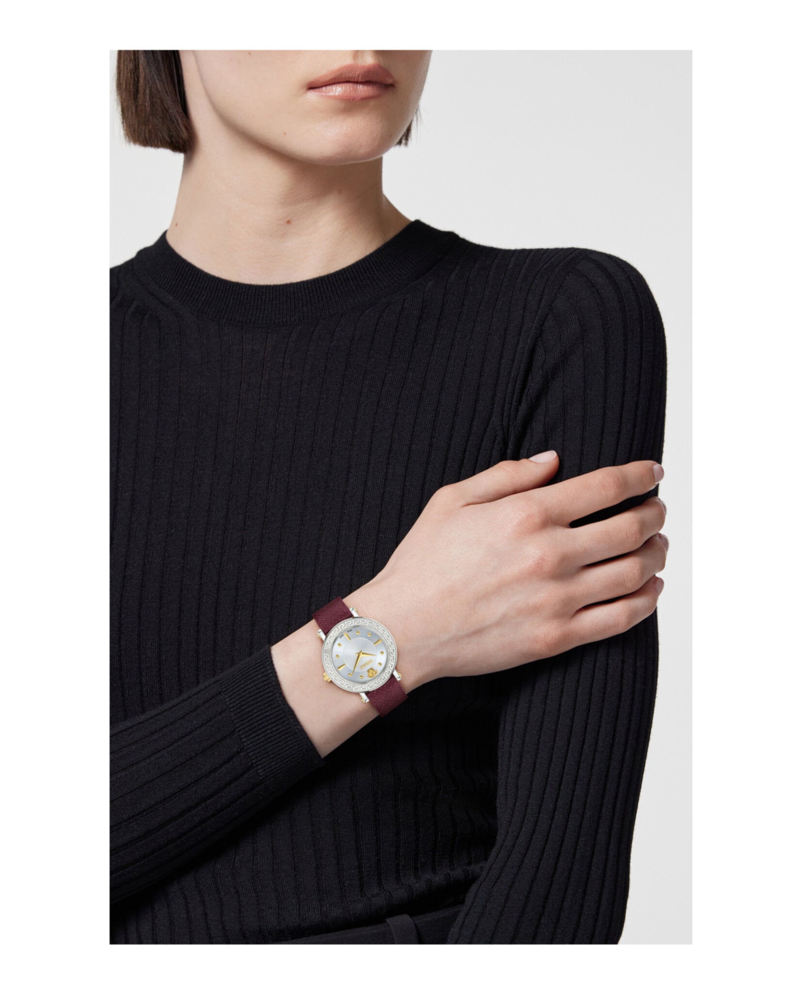 Greca Sphere Leather Watch