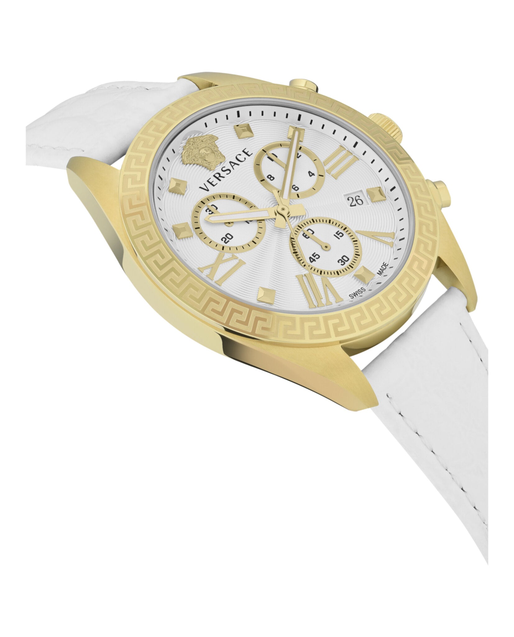 Greca Chrono Leather Watch