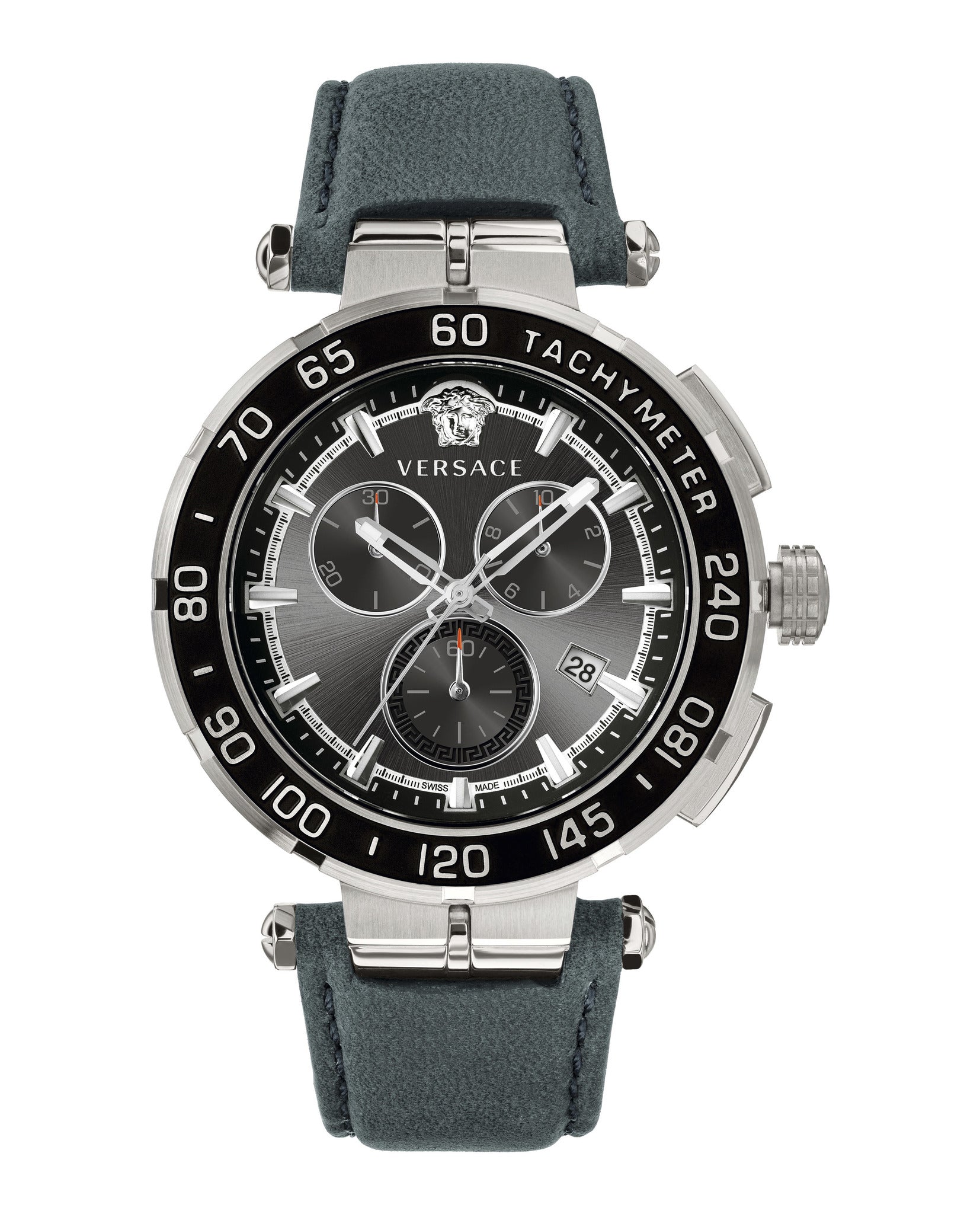 Greca Chrono Leather Watch