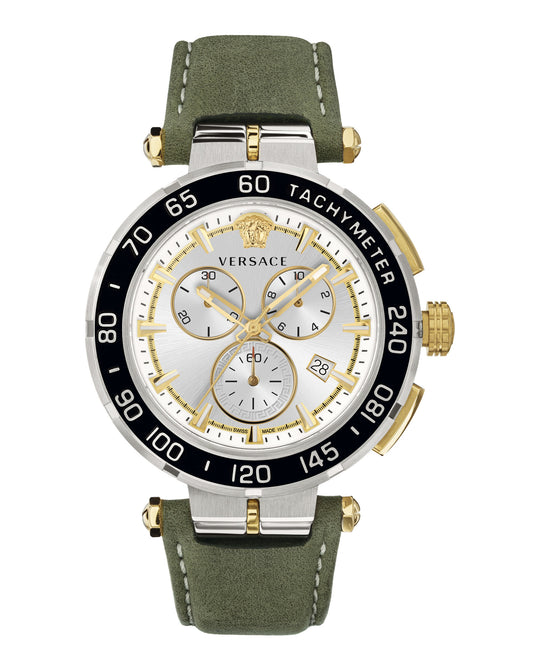 Greca Chrono Leather Watch