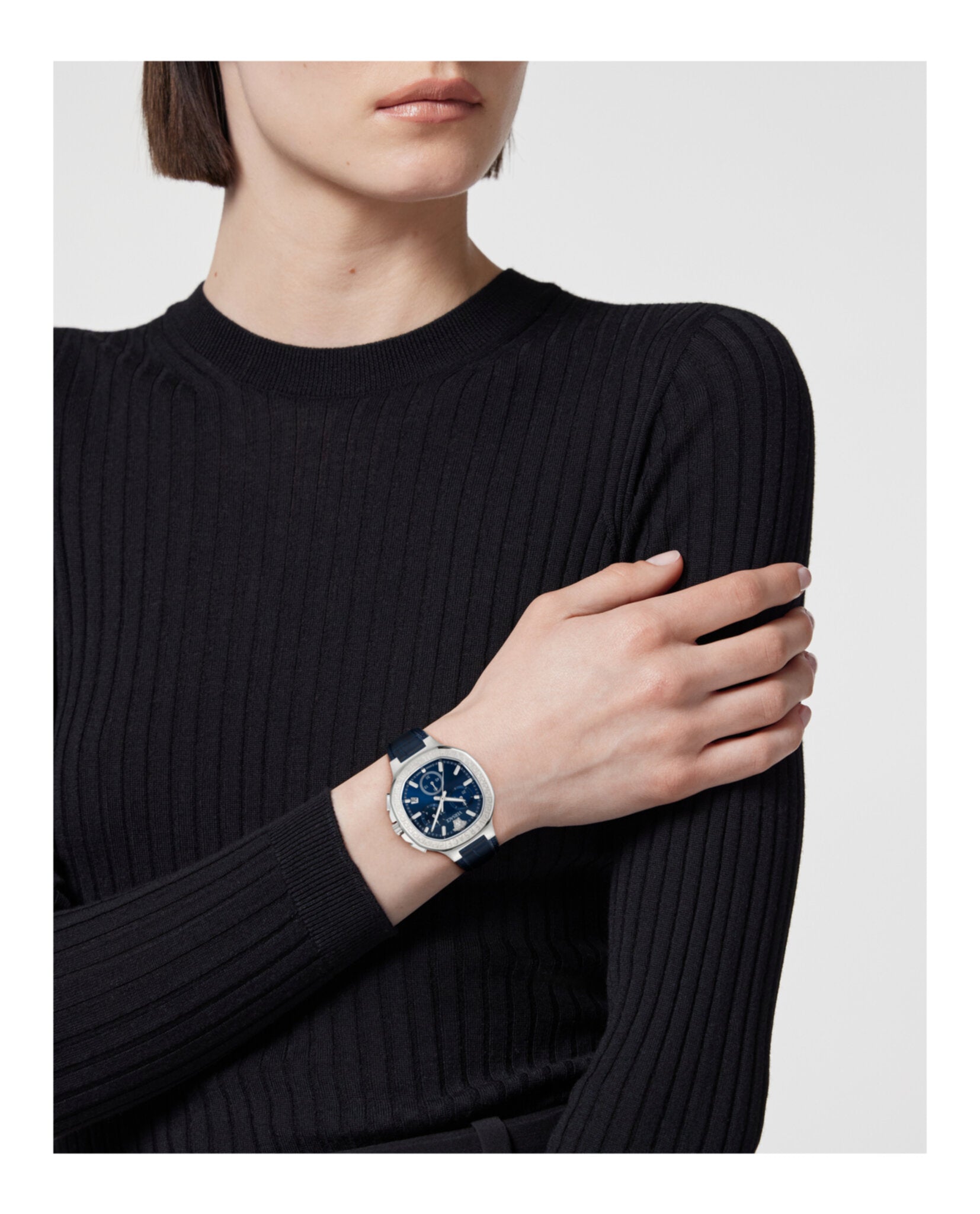 V-Chrono Square Leather Watch