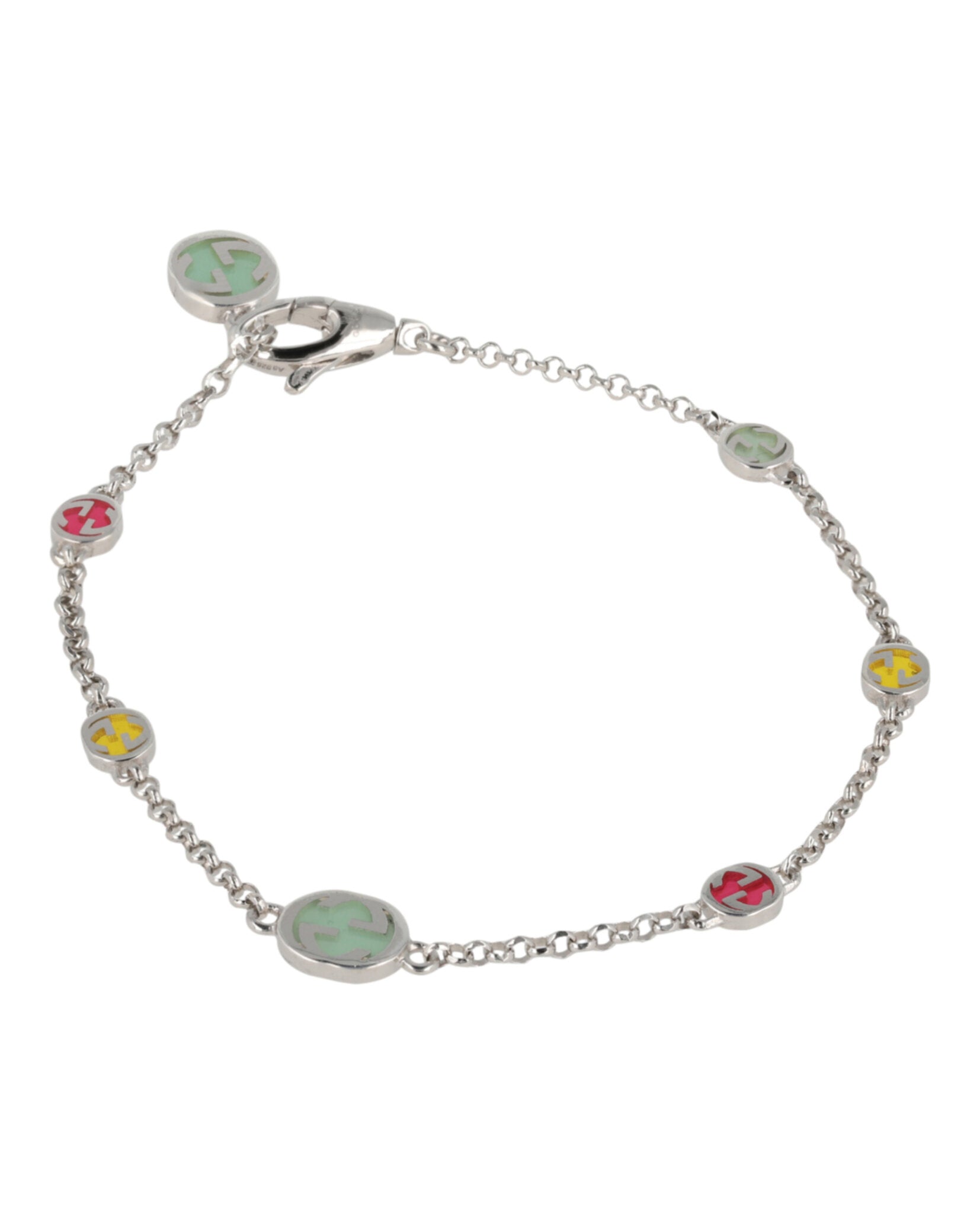 Sterling Silver Enamel Interlocking G Bracelet