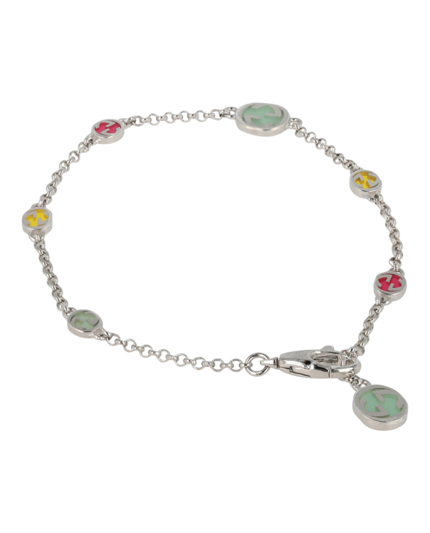 Sterling Silver Enamel Interlocking G Bracelet