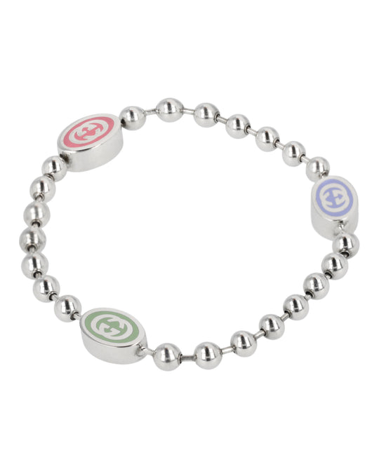 Sterling Silver Enamel Interlocking Boule Chain Bracelet