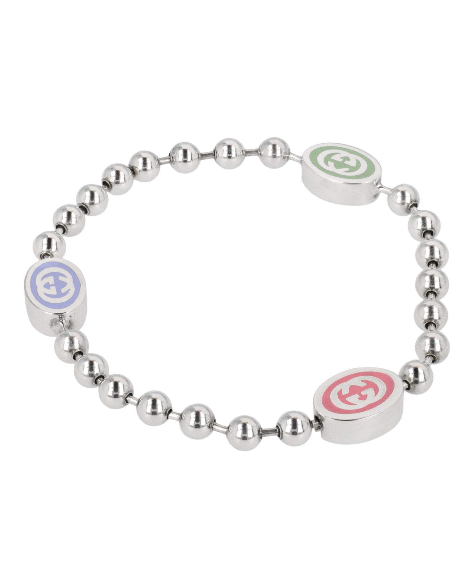 Sterling Silver Enamel Interlocking Boule Chain Bracelet
