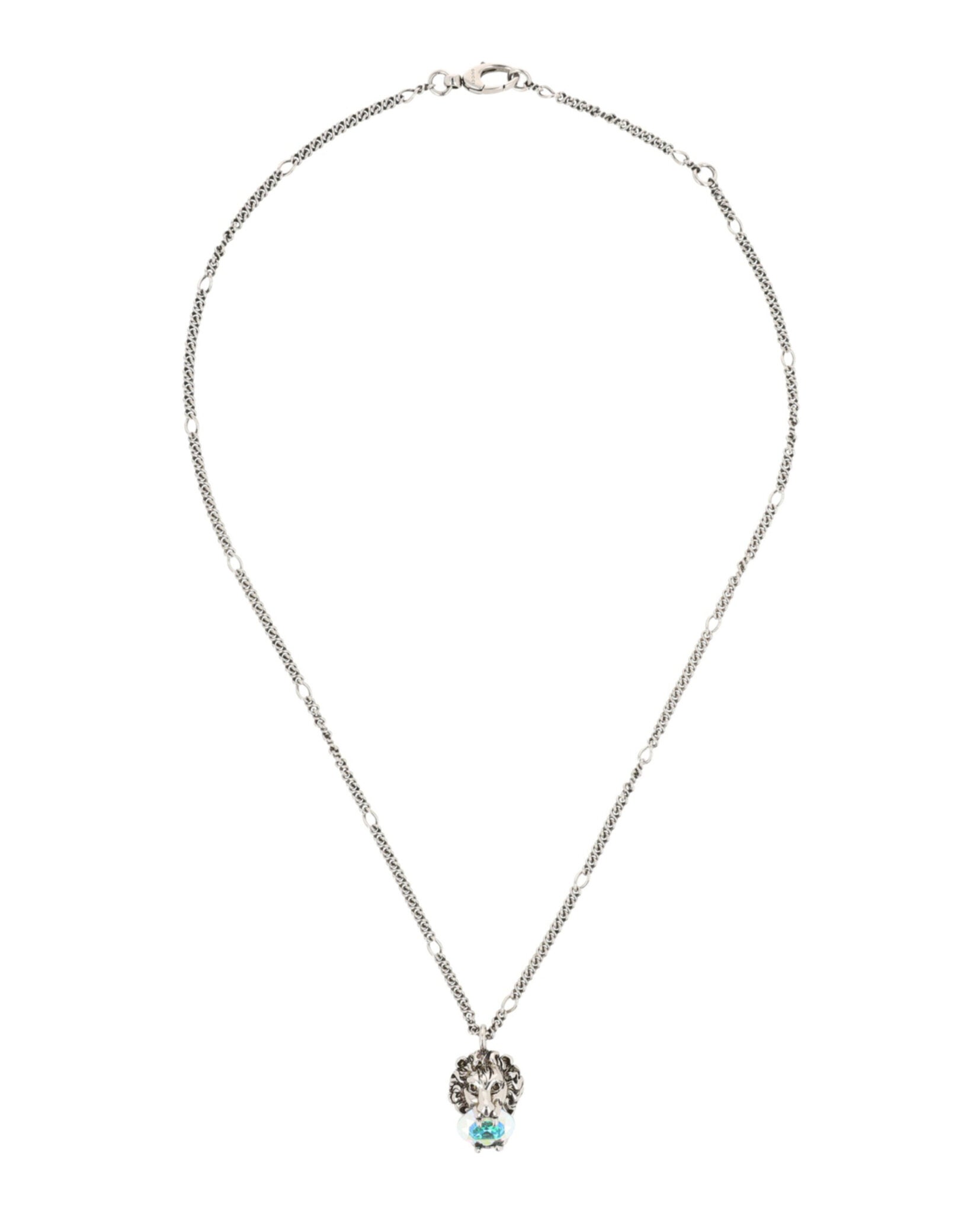 Lion Head Crystal-Embellished Necklace
