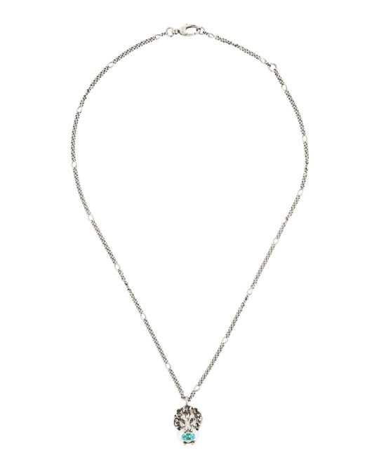 Lion Head Crystal-Embellished Necklace