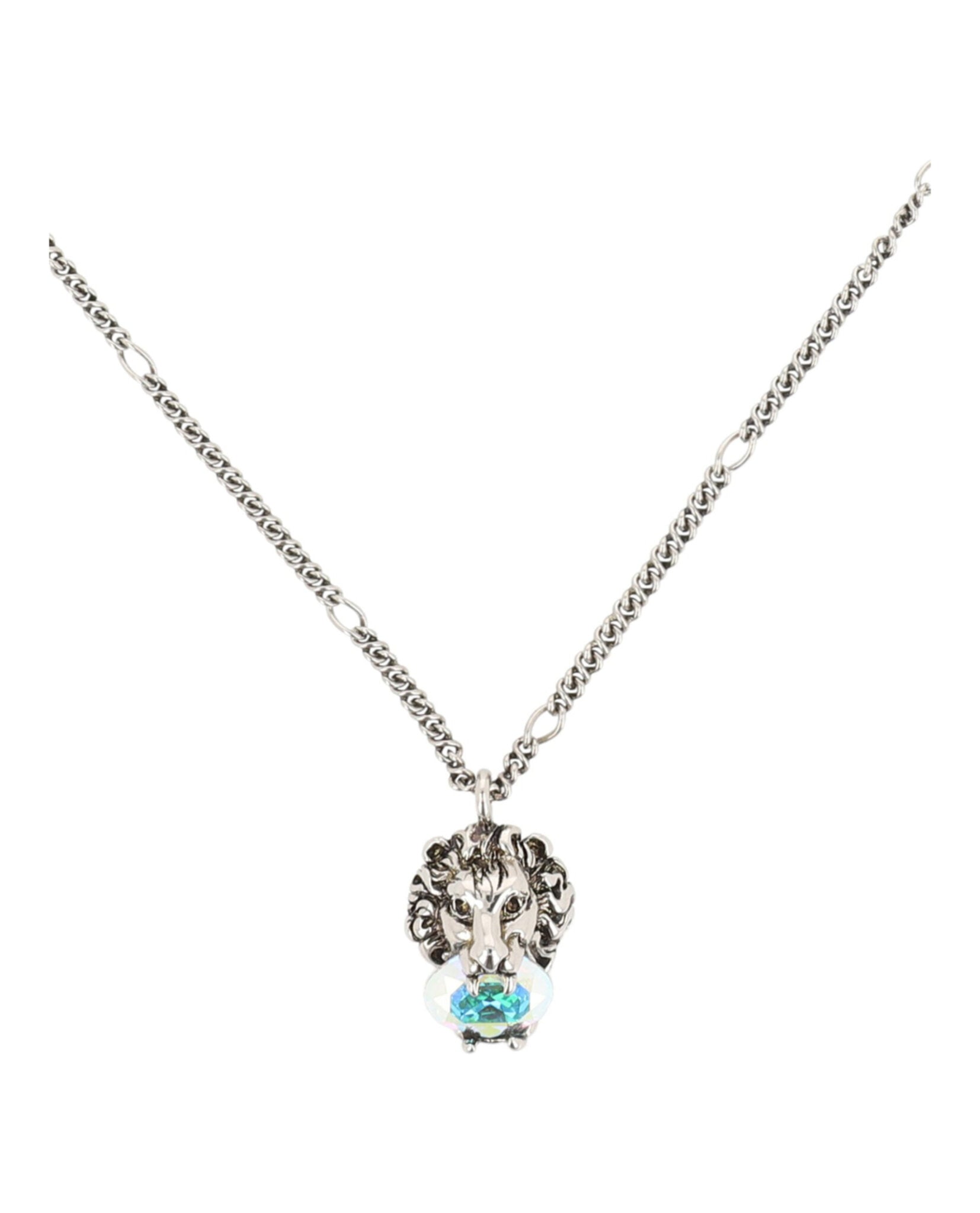 Lion Head Crystal-Embellished Necklace