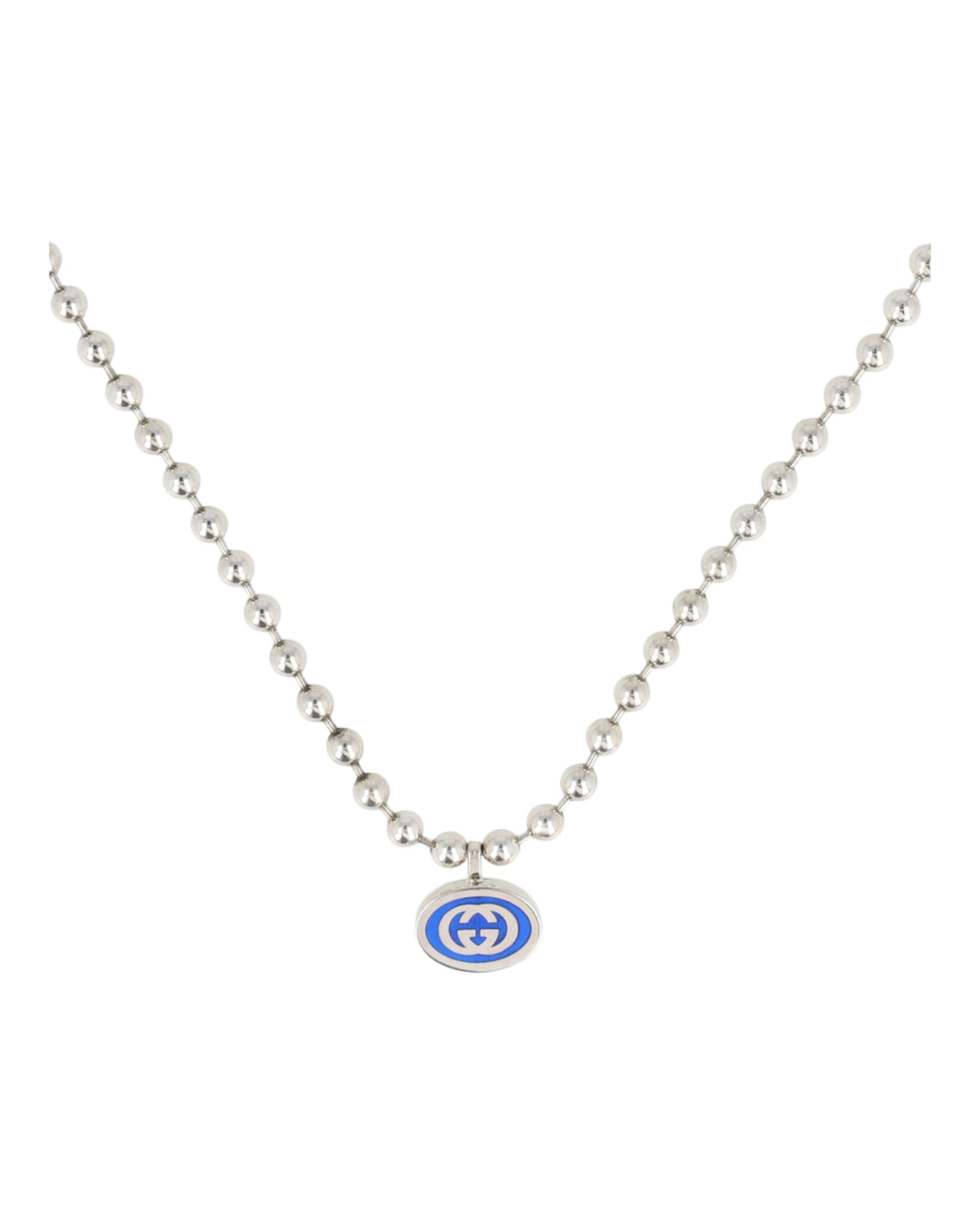 Sterling Silver Interlocking G Boule Necklace