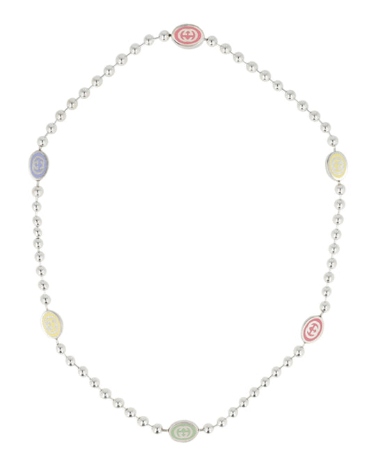 Sterling Silver Interlocking G Boule Necklace