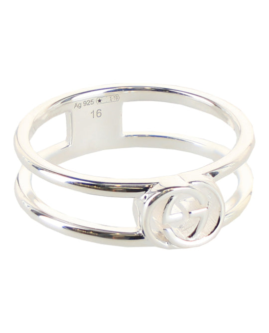 Interlocking G Cutout Silver Ring