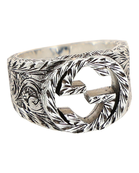 Interlocking G Paisley Silver Ring
