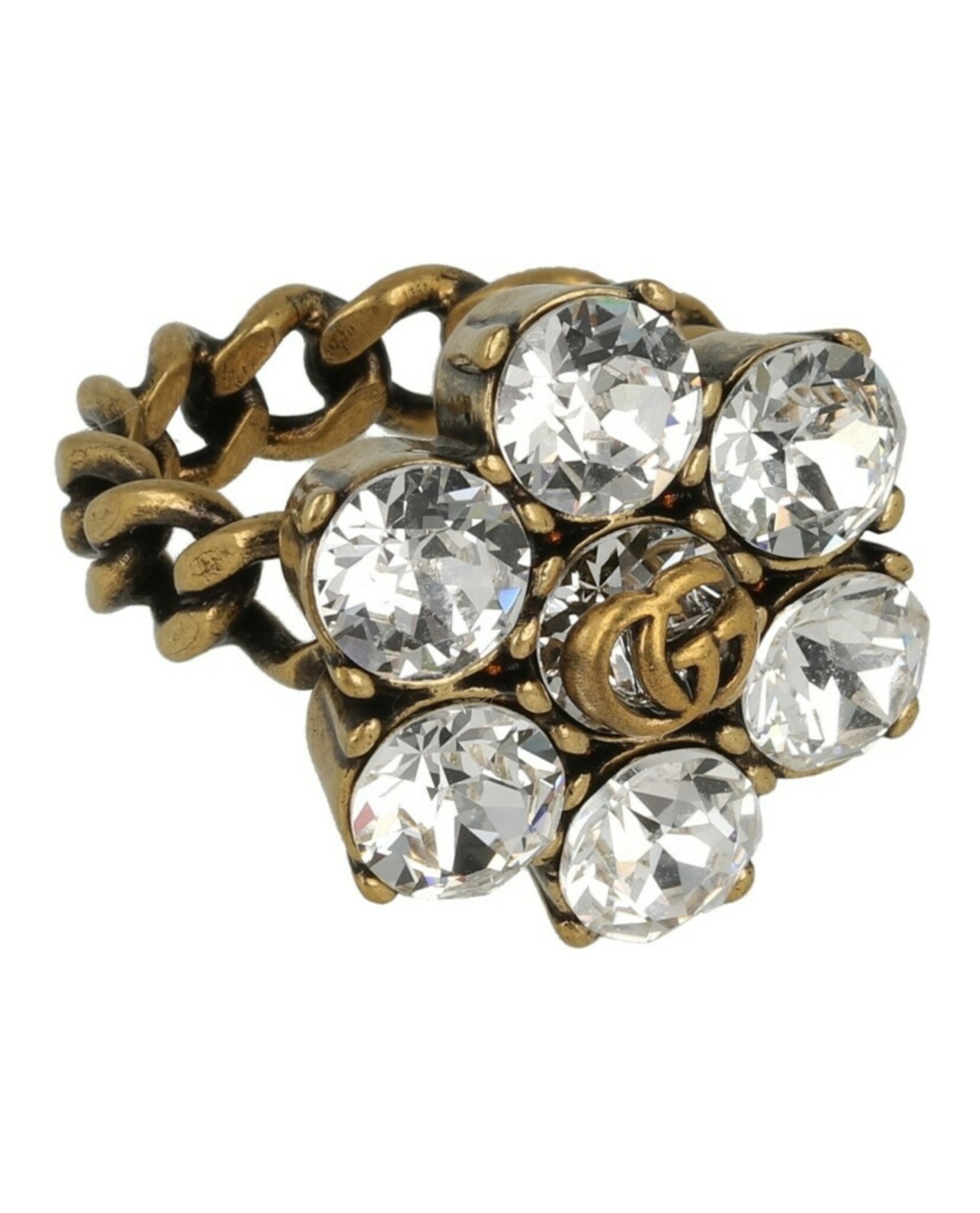 Crystal Double G Cocktail Ring