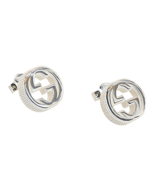 Interlocking G Textured Silver Stud Earrings