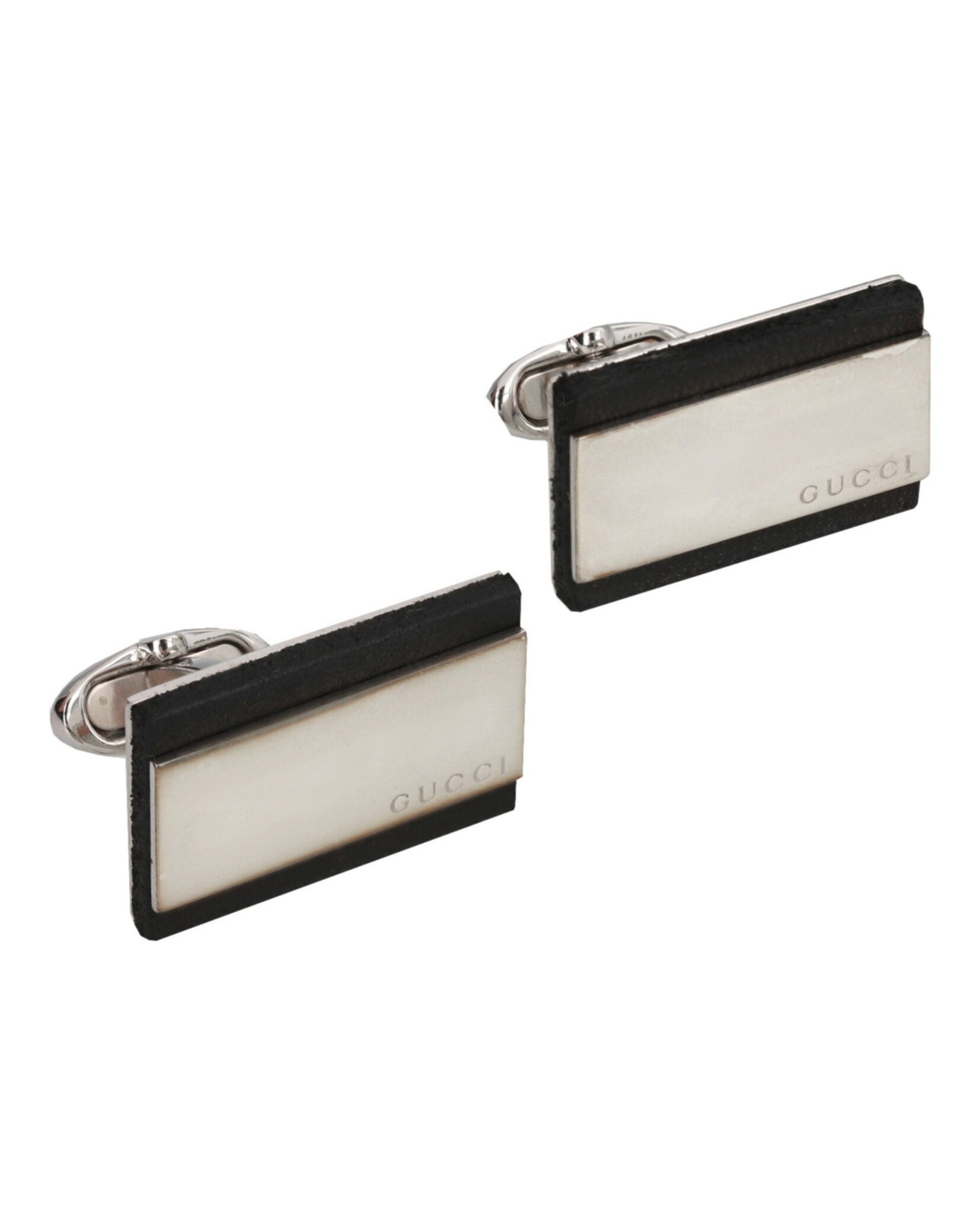 Sterling Silver And Leather Cufflinks