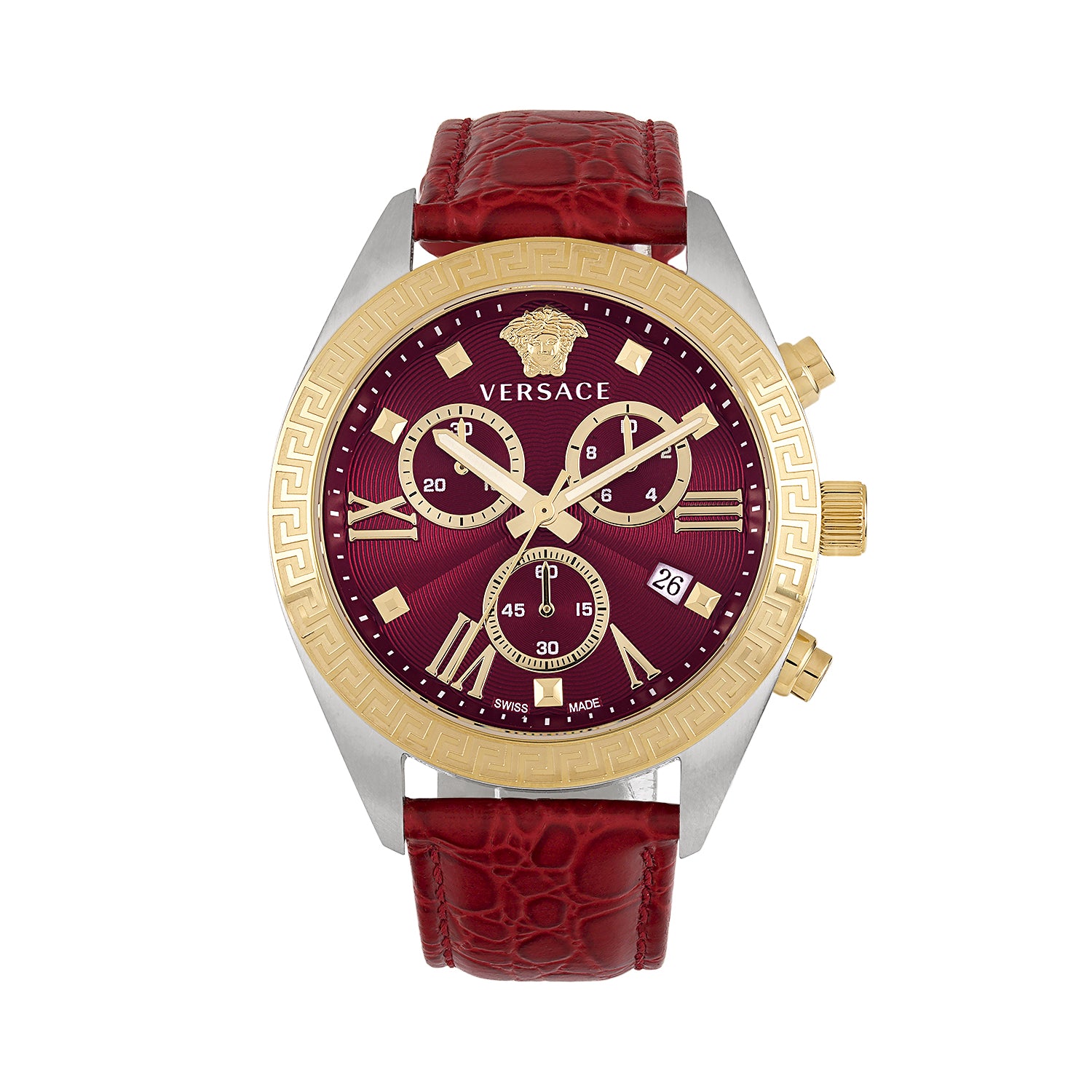 Greca Chrono Leather Watch