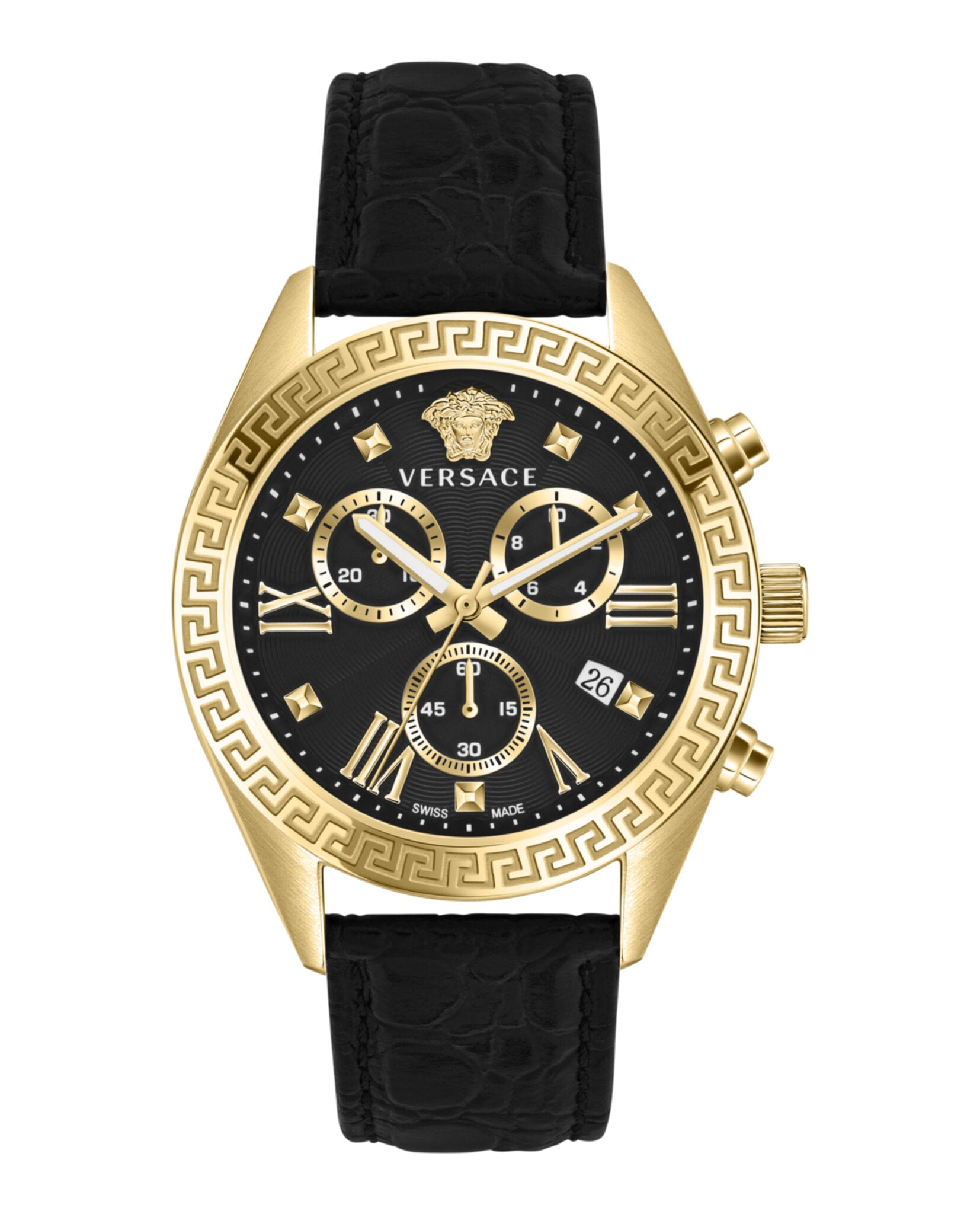 Greca Chrono Leather Watch