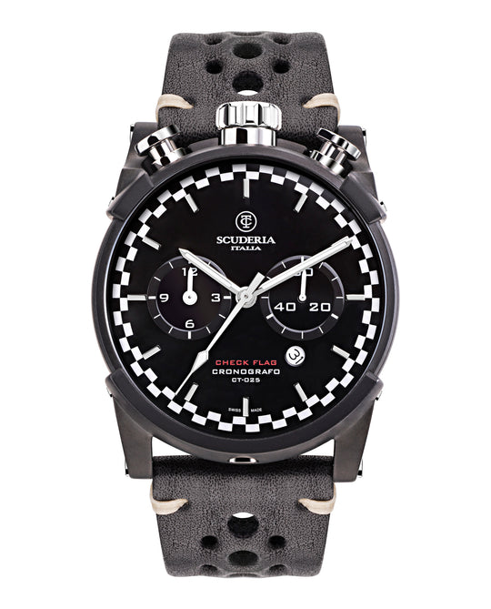 Bullet Head Check Flag Leather Watch