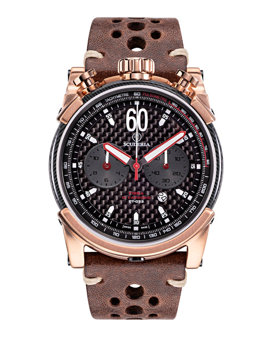 Bullet Head Carbon Fiber Chronograph Leather Watch